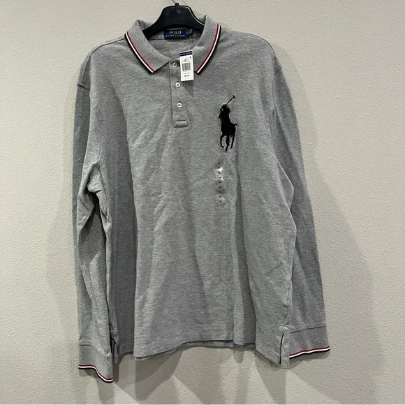 Polo Ralph Lauren Sz XL Shirt big pony chief keef y2k swag drill rugby grey NWT - Picture 1 of 8